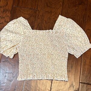 Source Unknown Cream Floral Puff Sleeve Blouse